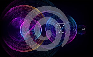 Abstract digital future circle shapes vector background consist on wave lines. Tech music sound concept. Electronic