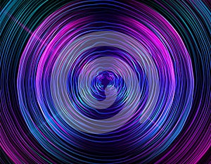 Abstract digital future wave lines vector background in circle shape. Tech music sound concept. Electronic light rounds