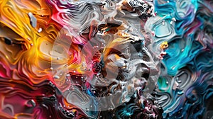 Abstract digital glitch art effect on famous paintings