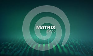 Abstract digital grid. Bit matrix cyberspace. Coding process. Futuristic data flow