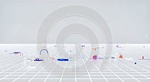 Abstract Digital Grid with Futuristic Data Elements