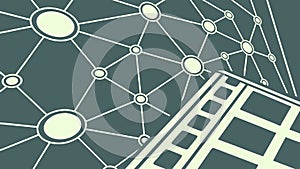 Abstract Digital Grid on Modern Building Facade, vector design Generative AI