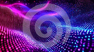 Abstract Digital Grid Visualization with Interconnected Data Points in Vibrant Colors and Patterns