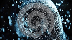 Abstract Digital Head: Network of Connections, Data Flow Visualization