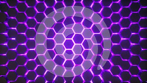 Futuristic hexagonal pattern background with a glowing energy light effect.