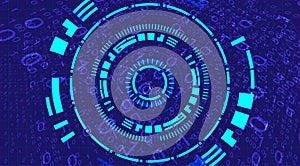 Abstract digital HUD circle background. Mechanical factory engineering. Industrial technology