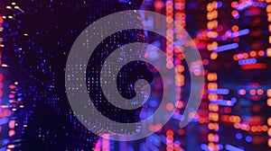 Abstract Digital Human Head in Binary Code and Circuits for Futuristic Design