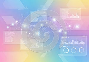 Abstract digital illustration depicting a network of interconnected nodes and data visualizations.