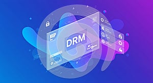 Abstract digital illustration of a DRM (Digital Rights Management) interface. The
