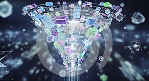 Data Funnel Abstract Visualization