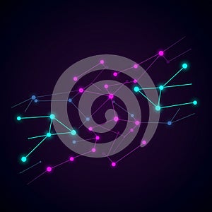 Abstract digital illustration featuring interconnected nodes and lines, forming a