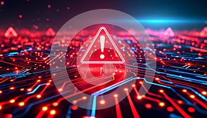 Cyber Security Warning Sign on Circuit Board