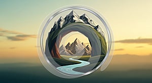 Abstract digital illustration featuring a stylized