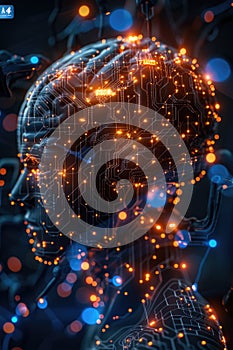 Digital Image of Persons Head and Brain. Generative AI