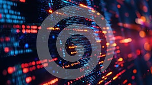 Abstract Digital Data Stream with Glowing Lines and Dots