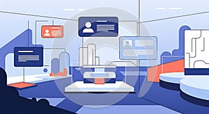 Abstract Digital Interface Data Visualization, Futuristic UI Design Network