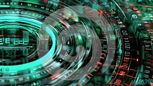 Abstract Visualization of Futuristic Digital Data Stream with Binary Code