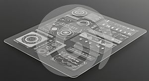 Futuristic Holographic UI Display with Data Visualization