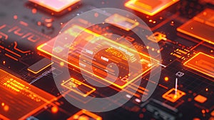 Abstract digital interface with orange and white elements. Technology. AIG53.