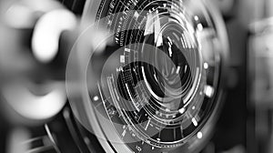 Abstract digital interface processing data in circular futuristic design