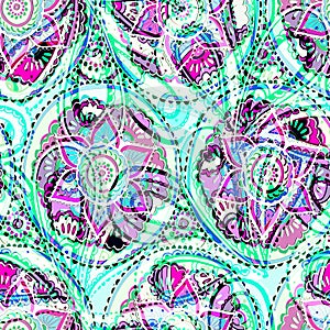 Abstract Digital Kaleidoscope Paisley Print