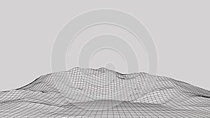 Abstract digital landscape. 3d futuristic vector illustration Wireframe landscape background. Mesh structure