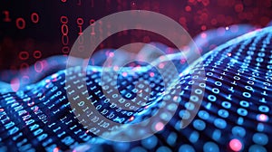 Digital Binary Code Data Stream Abstract Background with Tech Futuristic Concept