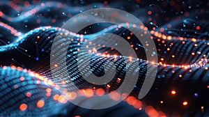 Digital Data Stream with Binary Code, Technology Background, Flowing Information