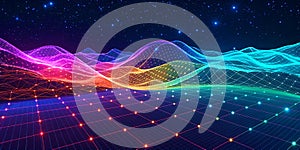 Abstract Digital Landscape with Colorful Data Visualization