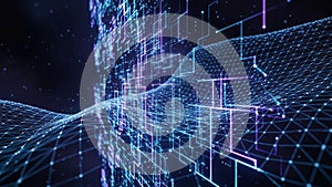 Of interconnected lines and nodes forms a grid like structure creating