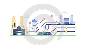 Abstract Digital Landscape, Data Flow and Technology Graphic, vector design Generative AI