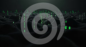 Abstract Digital Data Landscape with Binary Code