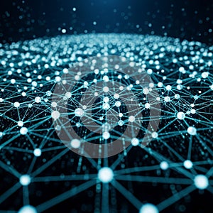 Abstract digital landscape featuring a network of interconnected nodes