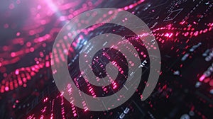 Data Stream with Pink Binary Code, Abstract Futuristic Background, Digital World Exploration