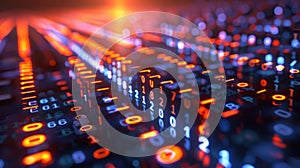 Abstract Digital Code Background with Binary Numbers, Data Flow Concept