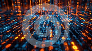 Binary Code Matrix Data Stream, Futuristic Digital Technology Background Visualization
