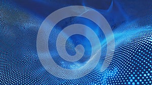 Abstract digital landscape of glowing blue dots modern technology background