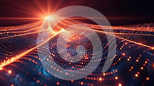 Abstract digital landscape with glowing lines and dots, suggesting data flow or connectivity