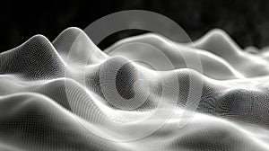 Abstract digital landscape. A grayscale,