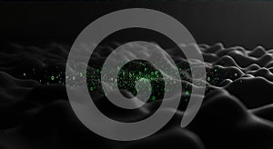 Abstract Digital Landscape with Green Binary Data Flow