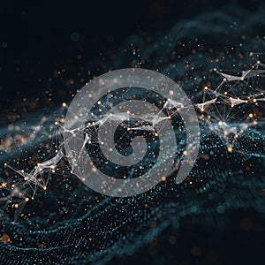 Abstract digital landscape with interconnected nodes and lines forming a network