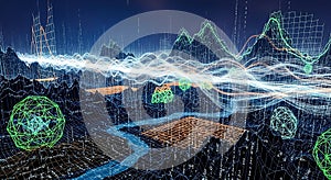 Abstract Digital Landscape Data Visualization Network