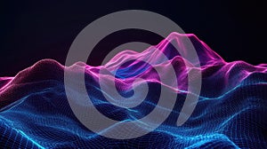 Abstract digital landscape showing data visualization technology grid