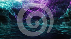 Abstract digital landscape showing futuristic cyberspace and data flow