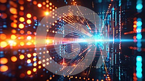 Abstract Digital Data Stream Visualization with Light Speed and Information Transfer