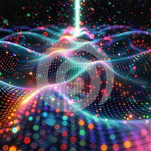 Tech & Data Visualization: Light Waves & Beam, generative ai