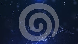 Abstract digital low poly connection dynamic flowing. Dots and lines data network connection structure illustration background