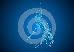 Abstract digital map of philippines with particles dots and line. polygonal network business. Wireframe landscape background. Big