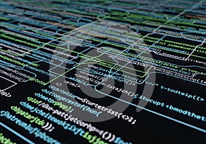 Abstract digital matrix code data flow matrix digital abstract art network technology futuristic background