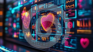 Abstract digital medical health science technology modern future on a blue background